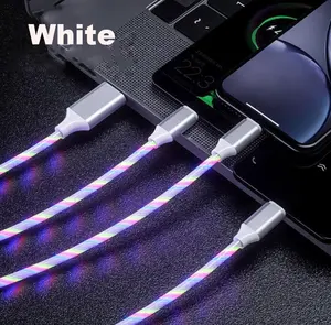 3 in 1 LED Glow Flowing Ladegerät USB Streamer LED-Kabel Micro USB Typ C 8-poliges Laden für iPhone