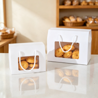 Boîte en papier kraft pliable avec fenêtre et logo personnalisé, boîte cadeau pour les fêtes, pour emballer des collations, des biscuits et des noix