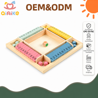 Jeu de dés en bois pour 4 joueurs, jeu de société de table pour apprendre les nombres, jouet Montessori, vente en gros, OEM ODM
