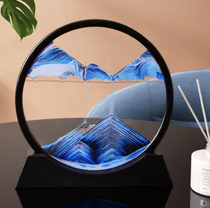 Yuvarlak cam çerçeve hareketli sandscapes masa tutun dekorasyon süs