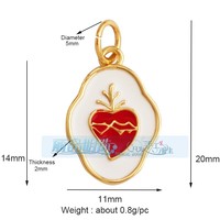 Vente en gros DIY Bracelet Collier Bijoux Cuivre Plaqué Or Accessoires Gouttes d'huile multicolores Géométrique Cercle Coeur Pendentif