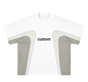 T-shirt personnalisé pour homme à manches raglan blanches avec imprimé numérique gris, séchage rapide, coupe décontractée, col rond - Product Image 1