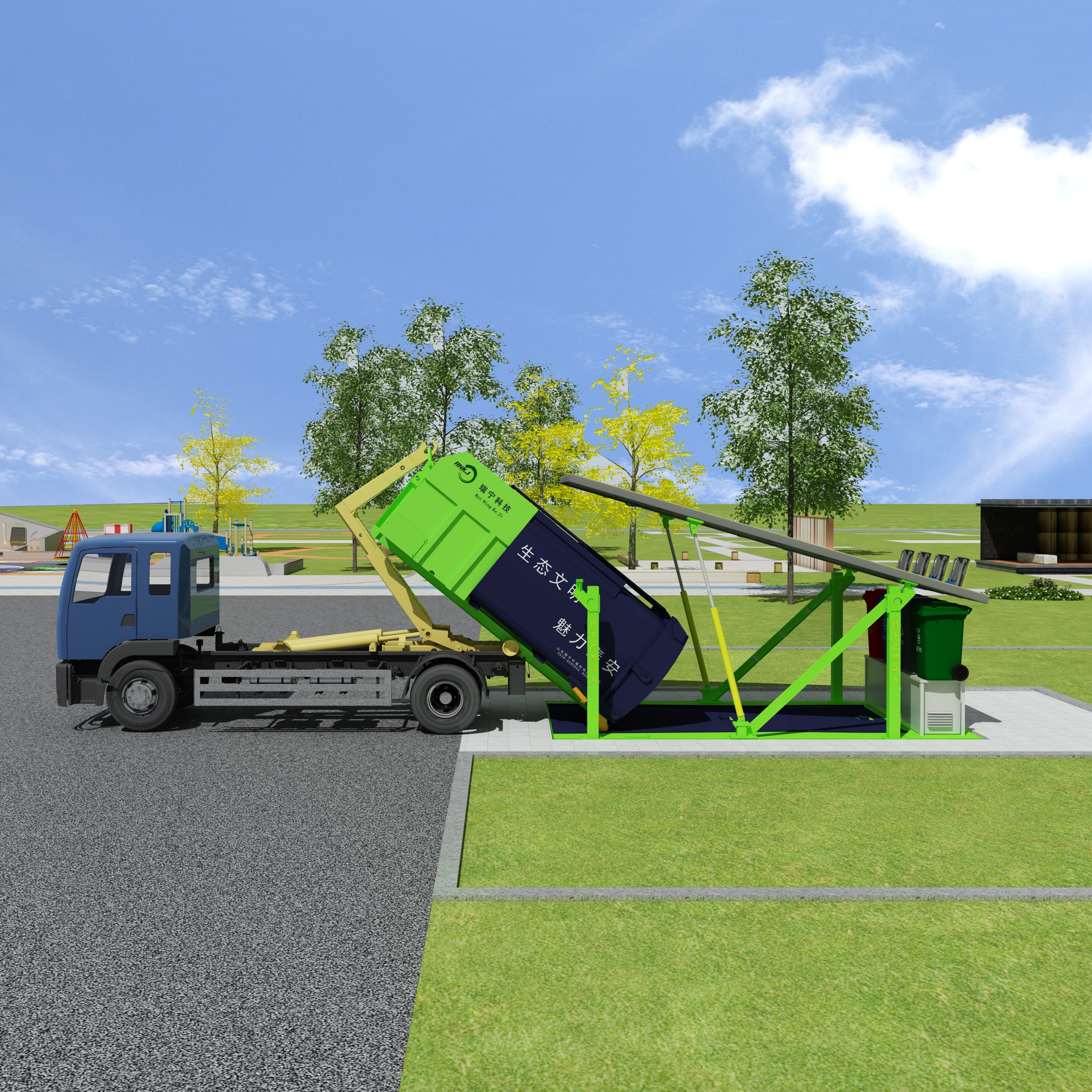 Передвижной измельчитель для медицинских отходов, мусорный контейнер Cs1000 для мусора, мусорная компрессионная станция для переработки отходов