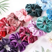 Chouchous en velours doux de qualité supérieure, couleur unie, élastiques pour cheveux, attaches pour queue de cheval, accessoires capillaires tendance pour femmes, vente en gros