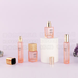 HOPECK Confezioni in Vetro <span class=keywords><strong>Rosa</strong></span> Chiaro per Profumeria con Pompe Spray, Incisione e Stampa a Caldo, Coperture Esterne Personalizzate di Lusso - Product Image 2