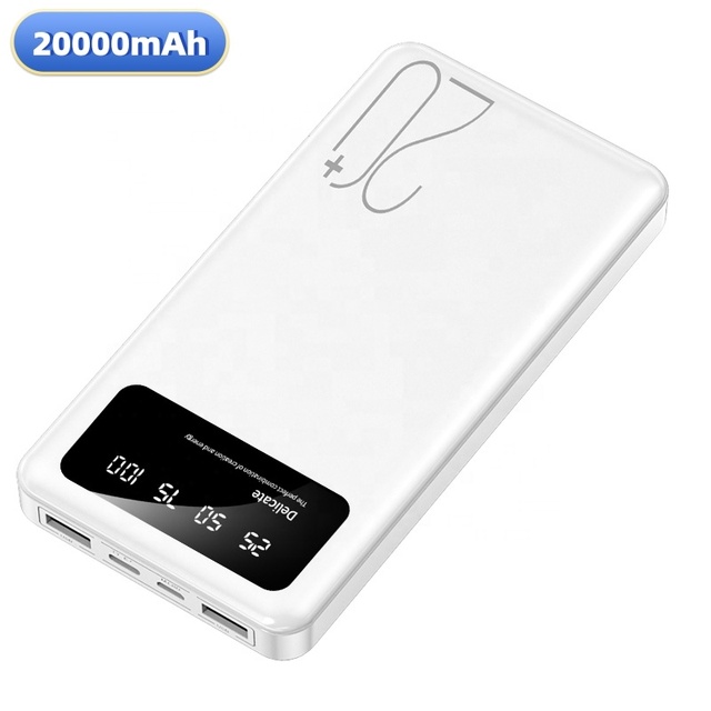 2024 Power Bank 20000mah 2A Fast Charger Power Station Gifts Led Lighting Ultra Slim 2 USB Port Power Bank Support Custom Logo