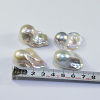 Perles d'eau douce authentiques de qualité supérieure, baroques, en forme de boule de feu, de grande taille (25-30 mm)