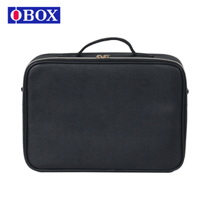 Sac de rangement de maquillage portable en <span class=keywords><strong>cuir</strong></span> noir durable OBOX pour filles, tendance, élégant, résistant à l'eau, fermeture à glissière - Product Image 3