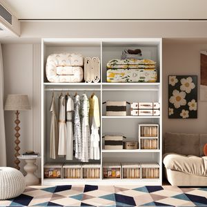 Freistehender Moderner Stahl-Schiebeschrank mit 6 Regalen zur Kleideraufbewahrung Umweltfreundliches Schlafzimmermöbel Einfache Montage - Product Image 6