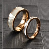 Bague en tungstène or rose 8 mm 4 mm avec incrustation invisible de coquille d'ormeau pour homme et femme, alliance de fiançailles et de mariage pour couples
