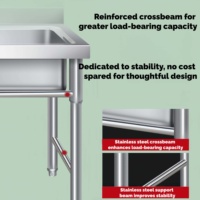 Évier autoportant en acier inoxydable 201 de haute qualité, robuste, capacité de charge 300 kg/m, pieds réglables en hauteur, résistant à l'huile et à la saleté