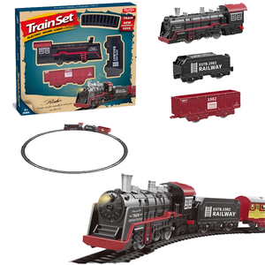 Tren de Vapor de Juguete con Luces a Pilas, Juego de Vías de Tren Educativo para Niños, Ferrocarril de Plástico Unisex - Product Image 4