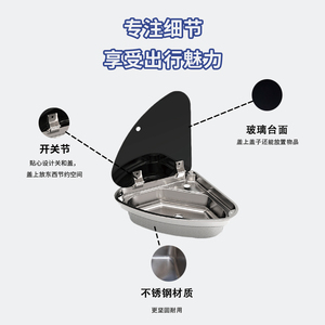Fregadero Esquinero de Acero Inoxidable con Tapa de Vidrio Segura, Grifo Plegable y Desagüe para <span class=keywords><strong>Autocaravana</strong></span>, Caravana, Accesorios para Vehículos Recreativos - Product Image 6
