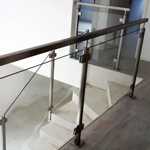 ऐस Balustrades स्टेनलेस स्टील सस्ते ग्लास बालकनी रेलिंग 10Mm टेम्पर्ड ग्लास रेलिंग