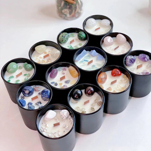 Wholesale Best Selling 12Oz Glass <strong>Candles</strong> Smokeless Soy Wax <strong>Candles</strong> Scented Luxury with Crystal Energy Stone for Home Fragrance - Product Image 1