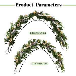Guirlande de Noël Artificielle Classique, Durable et Réutilisable, en Pin Vert Éternel avec <span class=keywords><strong>Baies</strong></span> Blanches, Accents Dorés et Cônes de Pin pour Cheminée - Product Image 2