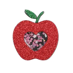 Craft Custom Series Glitter Shaker Resin Red Apples For DIY Bows Accessory Decoration