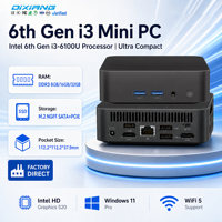 Mini PC Intel Core i3-6100U, Grafis Terintegrasi HD 520, Memori DDR3 Opsional, Dual M.2 NGFF SSD, USB Type-C HDMI RJ45
