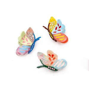 YIYI 7.8cm épissage papillon Animal griffe pince bâton <span class=keywords><strong>strass</strong></span> acétate <span class=keywords><strong>cheveux</strong></span> griffe personnalisé haute qualité pince à <span class=keywords><strong>cheveux</strong></span> pour fille - Product Image 1