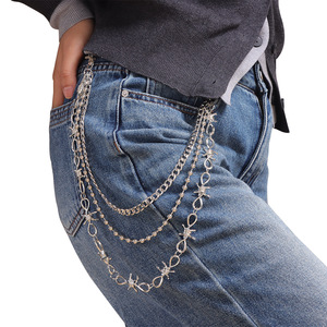 Multi Layered Spike Waist <b>Chain</b> Tibetan Silver Hip Hop Punk Style Pants <b>Chain</b> For Nightclub Fashion Body <b>Chain</b> - Product Image 2