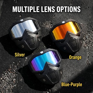 Lunettes de moto avec plusieurs options de lentilles argentées, orange, bleues, violettes pour la conduite en plein air, le sport, protection faciale - Product Image 1