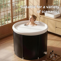 Baignoire pliable portable Pursuefree en PVC avec doublure en coton, baignoire noire pour trempage, baignoire SPA pour adultes à domicile, baignoire isolée