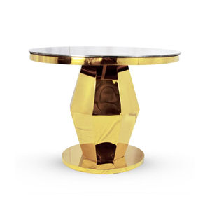 Gold Round Glass Top Stainless Steel <b>Table</b> Luxury Wedding <b>Decorations</b> for Bride and Groom Sweetheart Style Carton - Product Image 4