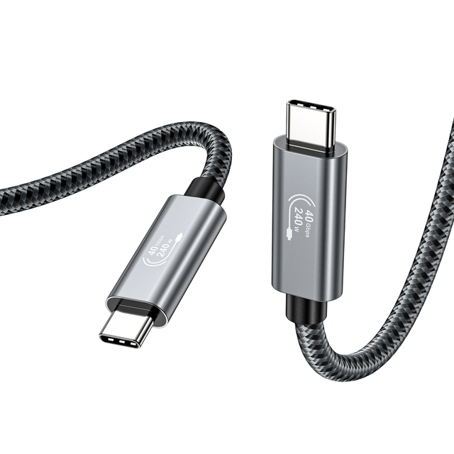 USB4 Cable 40Gbps 240W 6A Double-Headed 8K 60Hz Video Output Type-C to Type-C Fast Charging for Smartphones Laptops