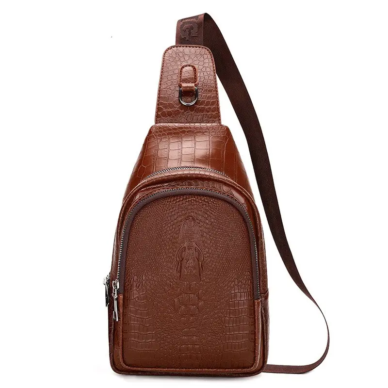 New PU leather men messenger bag European American style crocodile pattern business messenger bag chest bag