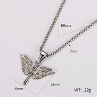 Collier tendance avec pendentif croix ailes d'ange, plaqué or 18 carats, chaîne en acier inoxydable, bijoux religieux