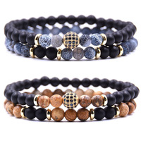 Bracelet pour homme fait à la main avec des perles givrées de 6 mm, nouvelle mode, bracelet en pierre de zircon pour mariage ou cadeau