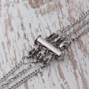 <span class=keywords><strong>2</strong></span>/<span class=keywords><strong>3</strong></span>/4 satır paslanmaz çelik kolye tüp kilit döngü bahar halka toka takı konnektörleri için katmanlı zincir kolye bilezik - Product Image 6