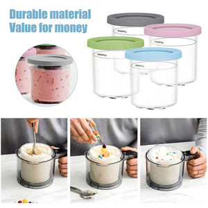 Contenants à glace sans BPA en 4 pièces pour Ninja Creami, gobelets de stockage réutilisables lavables au lave-vaisselle avec couvercles à clapet et cuillères - Product Image 3