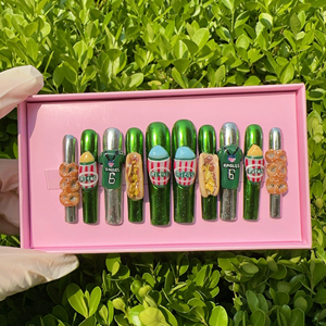 Diseño personalizado 3D Artificial hecho a mano acrílico diseñador Press-on Nails 10PCs Nail Art <span class=keywords><strong>uñas</strong></span> postizas para el dedo - Product Image 1