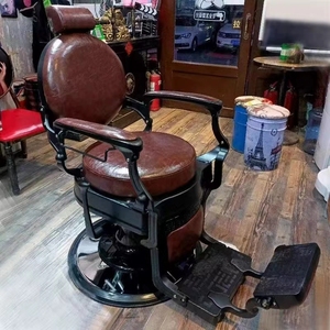Chaise de barbier en cuir PU noir de style européen robuste, modèle 2024, pour salon et extérieur - Product Image 3
