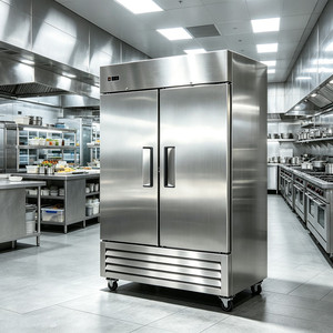 Refrigerador Comercial Vertical de Acero Inoxidable de Alta Eficiencia con Enfriamiento por Aire de 2 Puertas para Panadería y Pizzería - Product Image 1