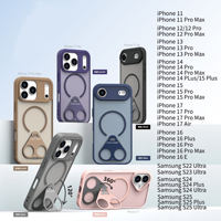 Coque de téléphone magnétique mate avec support anneau pour charge sans fil pour 17/Air 15/16 Pro Max - Design de luxe en TPU+Acrylique durable