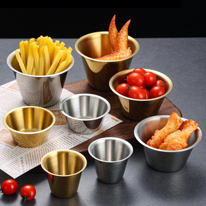 Tazón Redondo de Acero Inoxidable para Ensalada, Diseño Clásico, Venta al por Mayor de Fábrica, Taza Pequeña para Salsas, Sushi, Vinagre, Salsa de Soya - Product Image 1