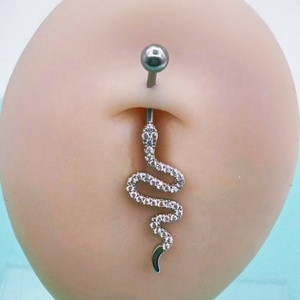 Nouveau design, <span class=keywords><strong>piercing</strong></span> de <span class=keywords><strong>nombril</strong></span> en forme de serpent, barre en acier inoxydable, bijoux de corps pour femmes, <span class=keywords><strong>piercing</strong></span> de <span class=keywords><strong>nombril</strong></span> en cristal pour femmes - Product Image 5