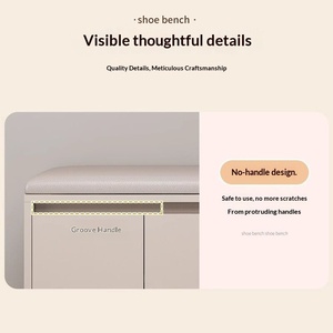 Taburete para Zapatos de Uso Doméstico, Diseñado con un Estilo Moderno y Minimalista. Consiste en un taburete con un pequeño gabinete integrado. - Product Image 3