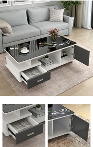 طاولة قهوة منزلية من الزجاج المقسّى، طاولة غرفة معيشة فاخرة بسيطة وعصرية - Product Image 4