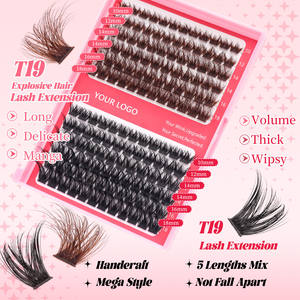 Pestañas postizas individuales negras con logotipo personalizado, pestañas postizas <span class=keywords><strong>de</strong></span> segmento <span class=keywords><strong>de</strong></span> racimo DIY, racimos <span class=keywords><strong>de</strong></span> pestañas esponjosas marrones - Product Image 3