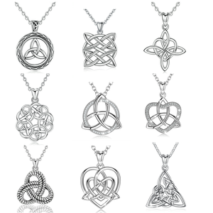 Colgante de Plata de Ley 925 con forma de corazón, Gargantilla con nudo irlandés celta, para mujeres - Product Image 1