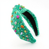 DREAM FASHION Accessoires pour cheveux pour femmes, élégants, en velours vert, avec cristaux arc-en-ciel, personnalisés, décontractés, de Noël, faits à la main, de haute qualité