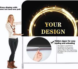 कस्टम तनाव कपड़े व्यापार आपके चित्र पाठ लोगो के साथ प्रदर्शन-पोर्टेबल फांसी शैली पृष्ठभूमि बैनर स्टैंड - Product Image 5