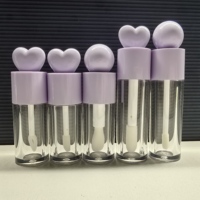Gloss à lèvres et rouge à lèvres en tubes cosmétiques en plastique de 6 ml, couleurs blanc, rose, rouge, noir, violet, avec motif cœur, personnalisation possible