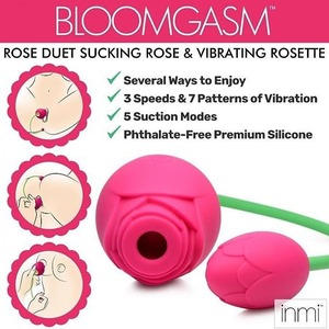 Vibrador de doble cabezal con forma de rosa, recargable por USB, 3 velocidades, control manual, para masturbación femenina, estimulador de senos - Product Image 5
