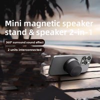 Support de bureau pour haut-parleur sans fil magnétique, support de téléphone portable portable, mini format, étanche, son surround numérique 360° TWS