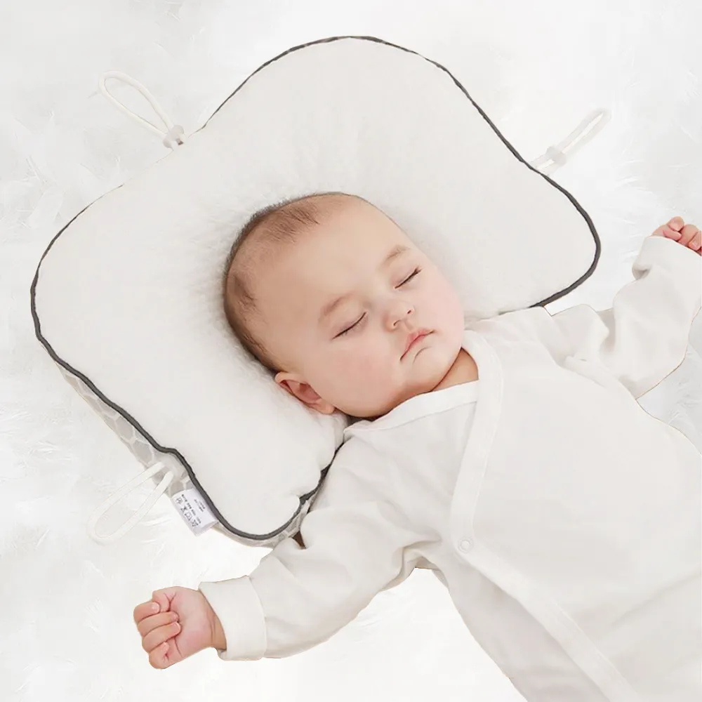 Bantal bayi kualitas tinggi, Sarung bantal katun dapat dilepas, bantal kepala lembut bayi sandaran kepala datar
