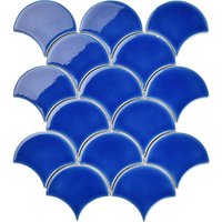 Collection de mosaïques en forme d'éventail, carreaux muraux décoratifs émaillés festonnés pour projets de murs d'accentuation